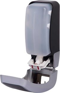 Hochwertiger und robuster Toilettensitz-Desinfektionsspender aus ABS Kunststoff. Höchste Ergiebigkeit bei gleichzeitigem platzsparenden Volumen zeichnen diesen Spender aus.