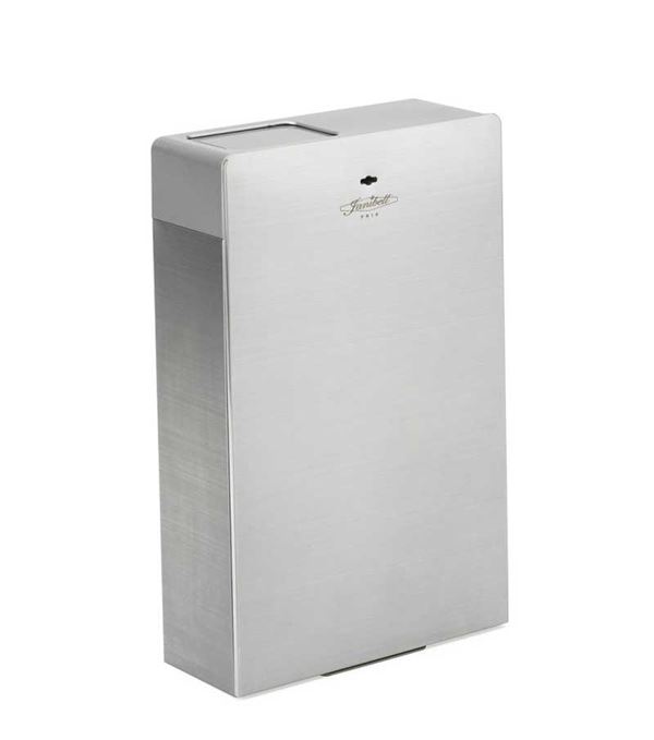 Hochwertige sensorgesteuerte Hygienebox aus Edelstahl mit einzigartigen Schlauchbeutelsystem. Sie zeichnet sich durch einfache Bedienung aus und reduziert die Kosten für die Damenhygiene.